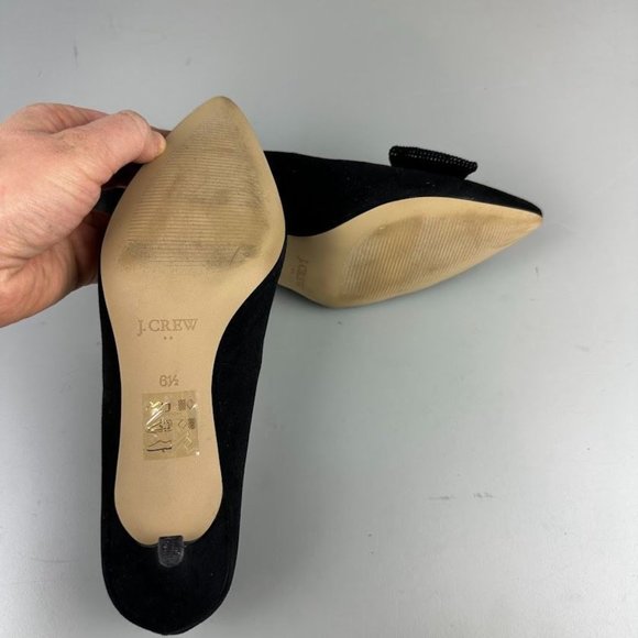 J. Crew Factory Crystal Bow Kitten Heels in Black - Picture 6 of 6